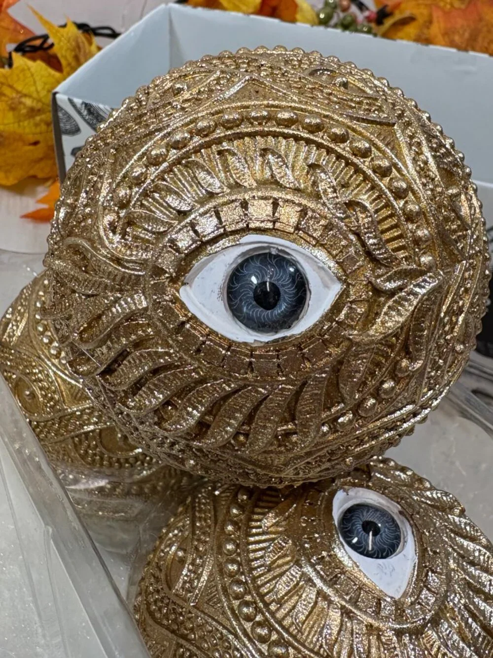 Halloween TAHARI Gold Decorative Spooky Eye Spheres Orbs Bowl Filler Set 3